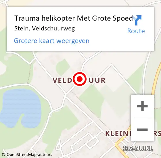Locatie op kaart van de 112 melding: Trauma helikopter Met Grote Spoed Naar Stein, Veldschuurweg op 20 juli 2024 00:44