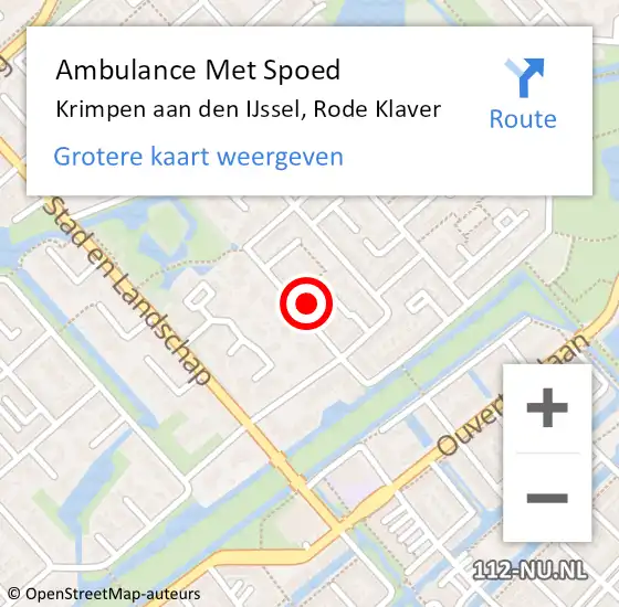 Locatie op kaart van de 112 melding: Ambulance Met Spoed Naar Krimpen aan den IJssel, Rode Klaver op 20 juli 2024 01:09