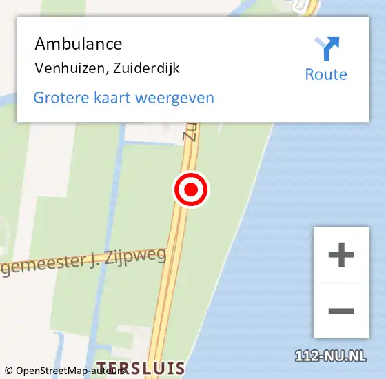 Locatie op kaart van de 112 melding: Ambulance Venhuizen, Zuiderdijk op 20 juli 2024 01:48