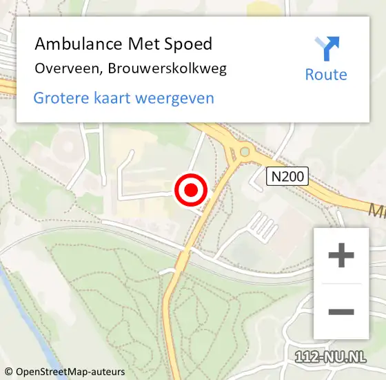 Locatie op kaart van de 112 melding: Ambulance Met Spoed Naar Overveen, Brouwerskolkweg op 20 juli 2024 01:58