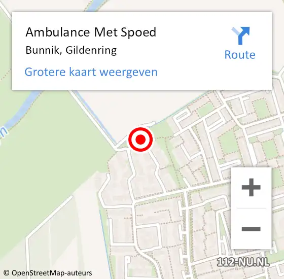 Locatie op kaart van de 112 melding: Ambulance Met Spoed Naar Bunnik, Gildenring op 13 oktober 2014 17:41