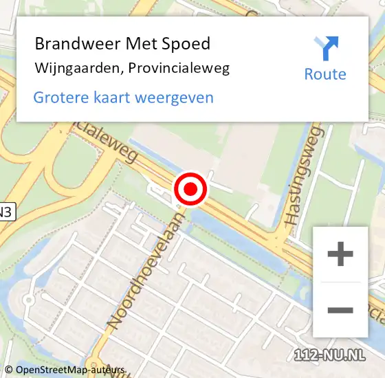 Locatie op kaart van de 112 melding: Brandweer Met Spoed Naar Wijngaarden, Provincialeweg op 13 oktober 2014 17:45