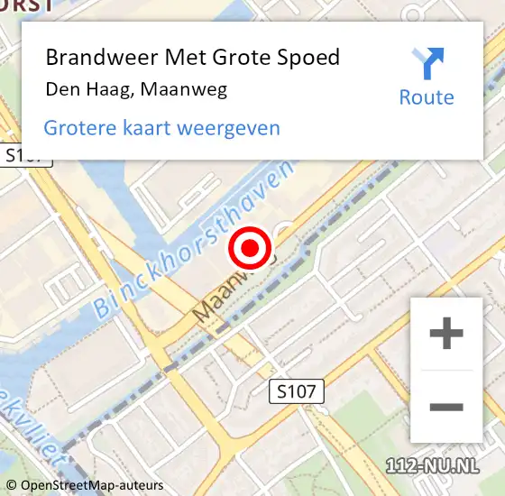 Locatie op kaart van de 112 melding: Brandweer Met Grote Spoed Naar Den Haag, Maanweg op 20 juli 2024 02:35