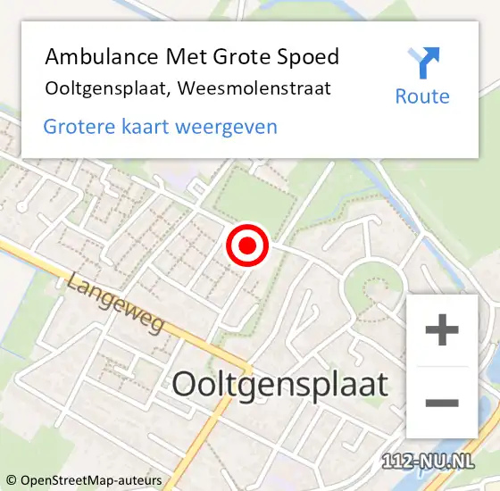 Locatie op kaart van de 112 melding: Ambulance Met Grote Spoed Naar Ooltgensplaat, Weesmolenstraat op 20 juli 2024 02:41