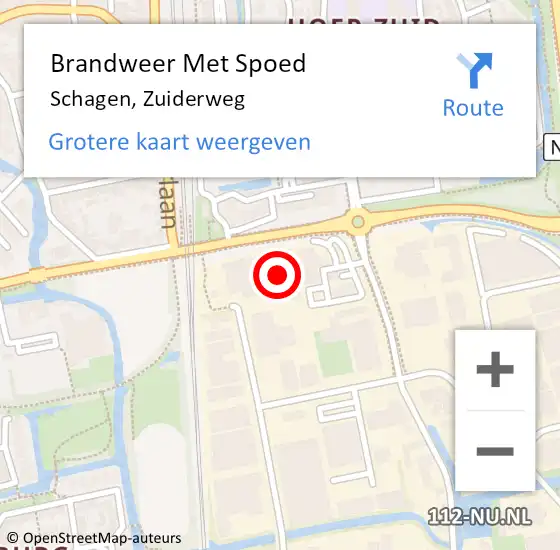 Locatie op kaart van de 112 melding: Brandweer Met Spoed Naar Schagen, Zuiderweg op 20 juli 2024 02:53