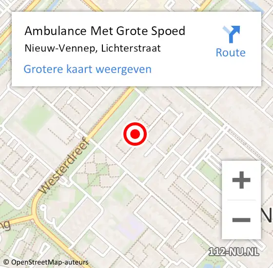 Locatie op kaart van de 112 melding: Ambulance Met Grote Spoed Naar Nieuw-Vennep, Lichterstraat op 20 juli 2024 03:08