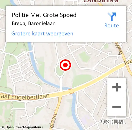 Locatie op kaart van de 112 melding: Politie Met Grote Spoed Naar Breda, Baronielaan op 20 juli 2024 03:49