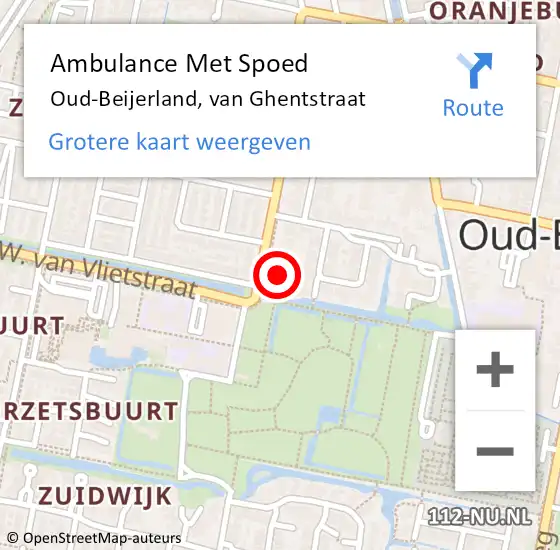 Locatie op kaart van de 112 melding: Ambulance Met Spoed Naar Oud-Beijerland, van Ghentstraat op 20 juli 2024 03:52