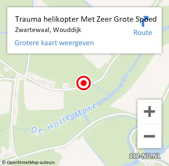 Locatie op kaart van de 112 melding: Trauma helikopter Met Zeer Grote Spoed Naar Zwartewaal, Wouddijk op 20 juli 2024 04:40