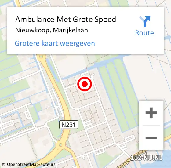 Locatie op kaart van de 112 melding: Ambulance Met Grote Spoed Naar Nieuwkoop, Marijkelaan op 20 juli 2024 06:21