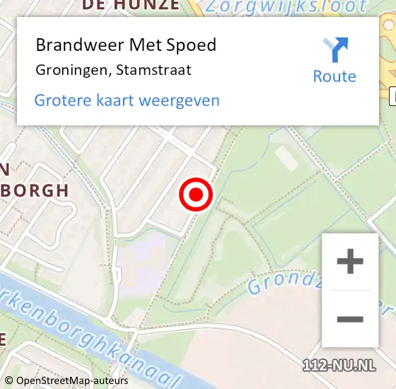 Locatie op kaart van de 112 melding: Brandweer Met Spoed Naar Groningen, Stamstraat op 20 juli 2024 06:27