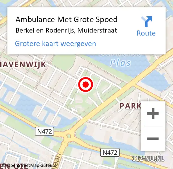 Locatie op kaart van de 112 melding: Ambulance Met Grote Spoed Naar Berkel en Rodenrijs, Muiderstraat op 20 juli 2024 06:28