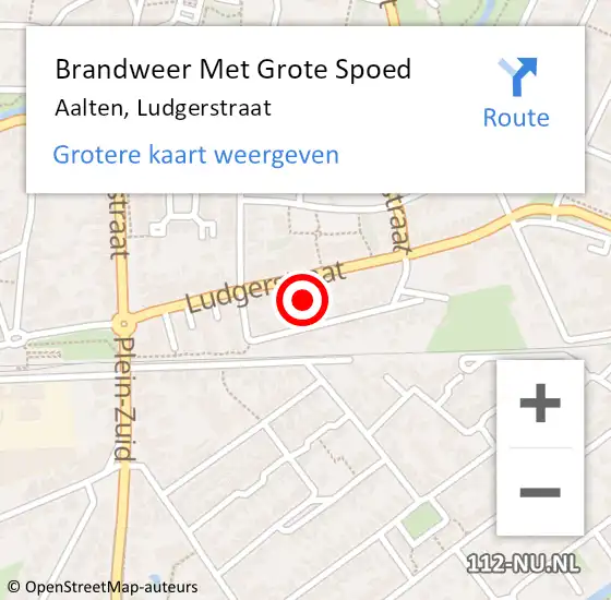 Locatie op kaart van de 112 melding: Brandweer Met Grote Spoed Naar Aalten, Ludgerstraat op 20 juli 2024 07:03