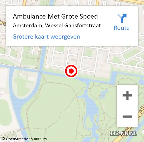 Locatie op kaart van de 112 melding: Ambulance Met Grote Spoed Naar Amsterdam, Wessel Gansfortstraat op 20 juli 2024 07:28