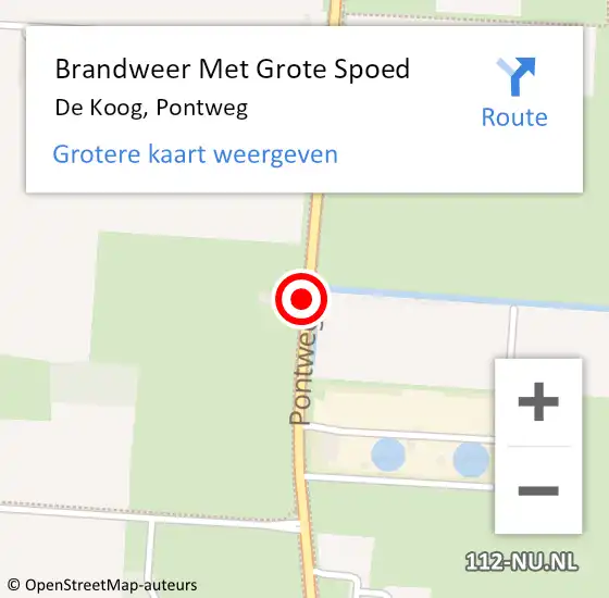 Locatie op kaart van de 112 melding: Brandweer Met Grote Spoed Naar De Koog, Pontweg op 13 oktober 2014 18:02