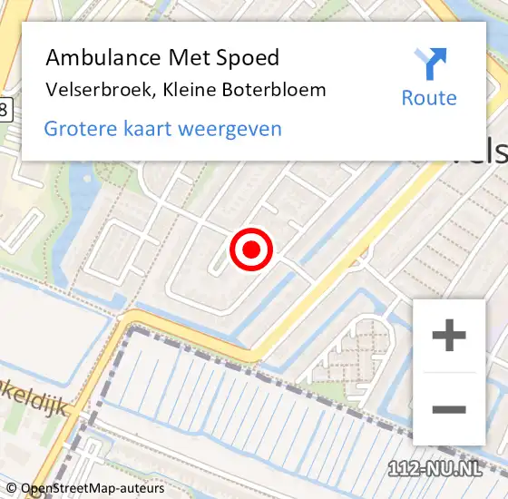 Locatie op kaart van de 112 melding: Ambulance Met Spoed Naar Velserbroek, Kleine Boterbloem op 20 juli 2024 07:41