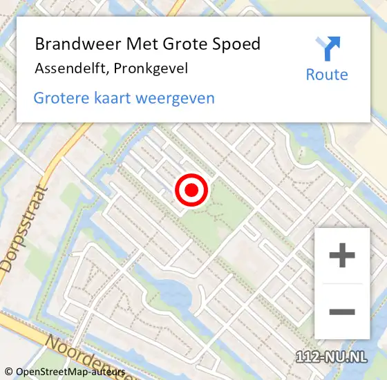 Locatie op kaart van de 112 melding: Brandweer Met Grote Spoed Naar Assendelft, Pronkgevel op 20 juli 2024 07:58