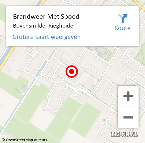 Locatie op kaart van de 112 melding: Brandweer Met Spoed Naar Bovensmilde, Riegheide op 20 juli 2024 08:22