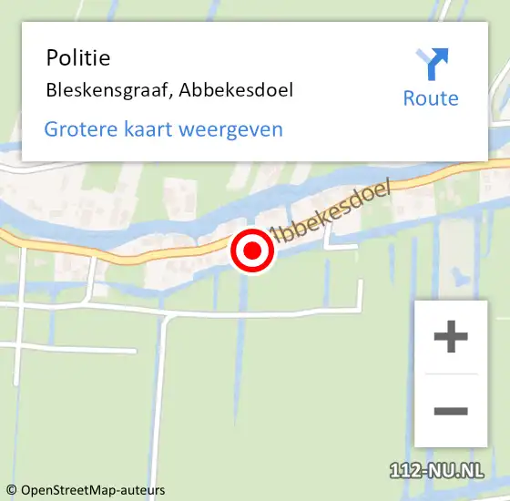 Locatie op kaart van de 112 melding: Politie Bleskensgraaf, Abbekesdoel op 20 juli 2024 08:39