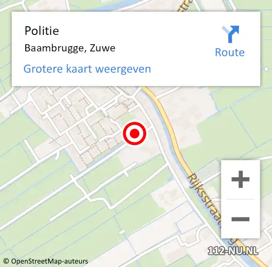 Locatie op kaart van de 112 melding: Politie Baambrugge, Zuwe op 20 juli 2024 09:02