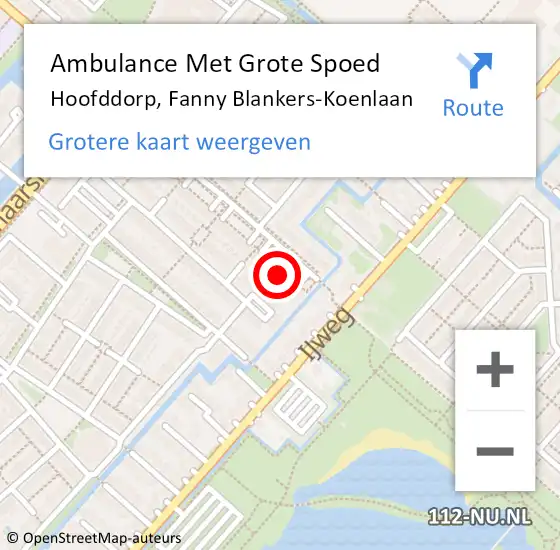 Locatie op kaart van de 112 melding: Ambulance Met Grote Spoed Naar Hoofddorp, Fanny Blankers-Koenlaan op 20 juli 2024 09:32