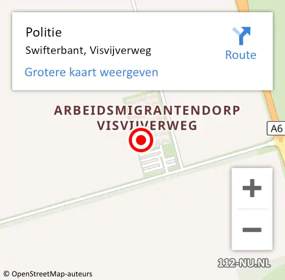 Locatie op kaart van de 112 melding: Politie Swifterbant, Visvijverweg op 20 juli 2024 09:42
