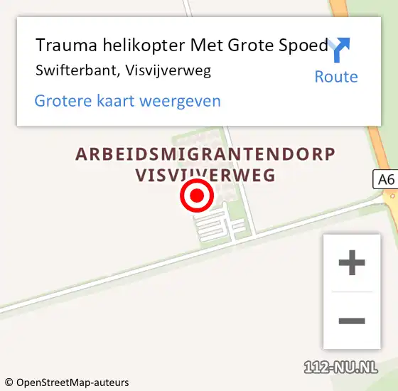 Locatie op kaart van de 112 melding: Trauma helikopter Met Grote Spoed Naar Swifterbant, Visvijverweg op 20 juli 2024 09:43