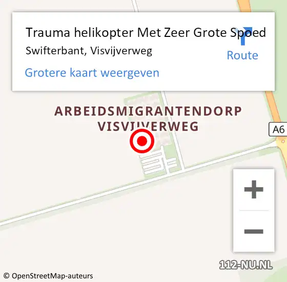 Locatie op kaart van de 112 melding: Trauma helikopter Met Zeer Grote Spoed Naar Swifterbant, Visvijverweg op 20 juli 2024 09:47