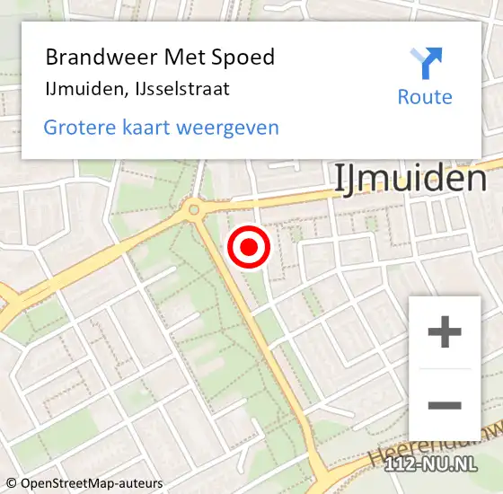 Locatie op kaart van de 112 melding: Brandweer Met Spoed Naar IJmuiden, IJsselstraat op 20 juli 2024 09:55