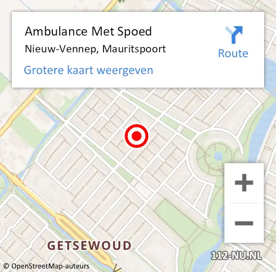 Locatie op kaart van de 112 melding: Ambulance Met Spoed Naar Nieuw-Vennep, Mauritspoort op 20 juli 2024 10:03