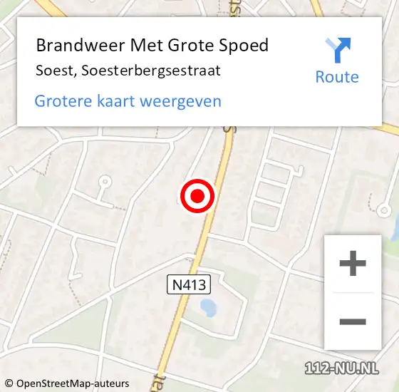 Locatie op kaart van de 112 melding: Brandweer Met Grote Spoed Naar Soest, Soesterbergsestraat op 20 juli 2024 10:19