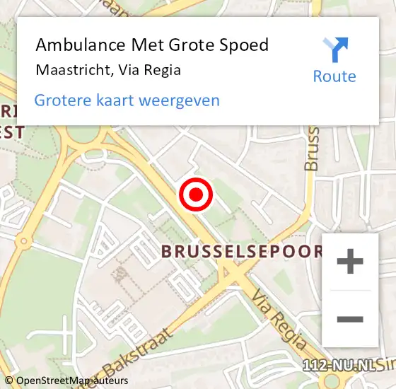 Locatie op kaart van de 112 melding: Ambulance Met Grote Spoed Naar Maastricht, Via Regia op 20 juli 2024 10:22