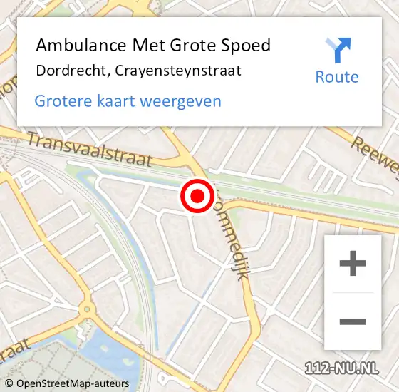 Locatie op kaart van de 112 melding: Ambulance Met Grote Spoed Naar Dordrecht, Crayensteynstraat op 20 juli 2024 10:22