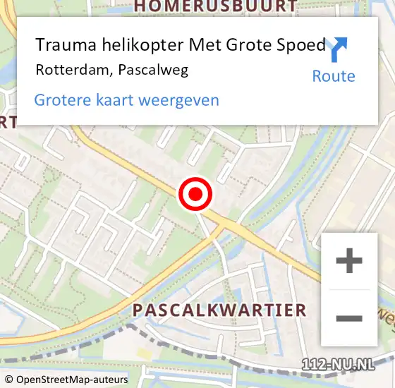 Locatie op kaart van de 112 melding: Trauma helikopter Met Grote Spoed Naar Rotterdam, Pascalweg op 20 juli 2024 10:25