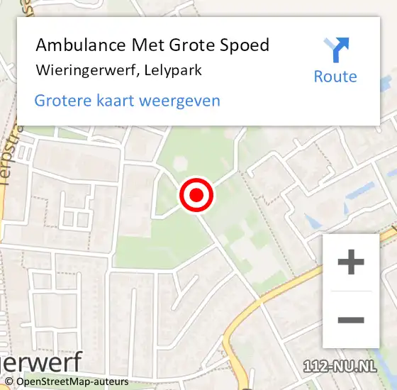 Locatie op kaart van de 112 melding: Ambulance Met Grote Spoed Naar Wieringerwerf, Lelypark op 20 juli 2024 10:33