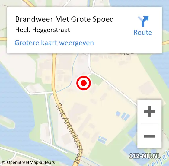 Locatie op kaart van de 112 melding: Brandweer Met Grote Spoed Naar Heel, Heggerstraat op 20 juli 2024 10:33