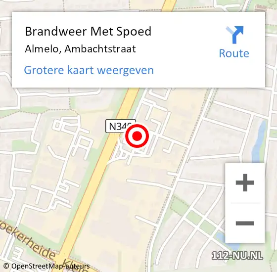 Locatie op kaart van de 112 melding: Brandweer Met Spoed Naar Almelo, Ambachtstraat op 20 juli 2024 10:33