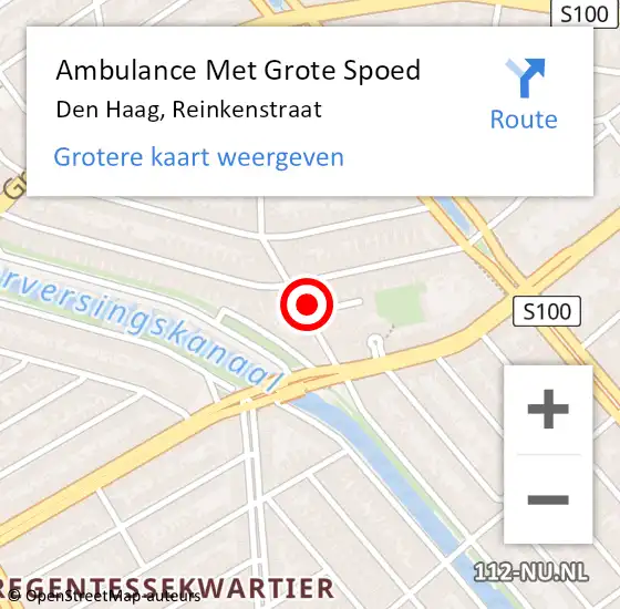 Locatie op kaart van de 112 melding: Ambulance Met Grote Spoed Naar Den Haag, Reinkenstraat op 20 juli 2024 10:46