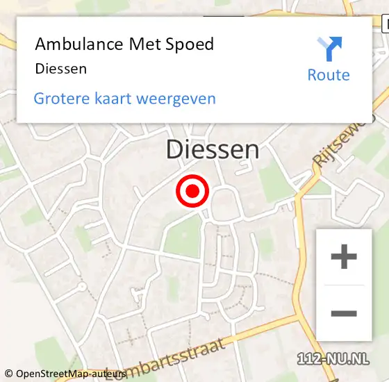 Locatie op kaart van de 112 melding: Ambulance Met Spoed Naar Diessen op 20 juli 2024 10:47