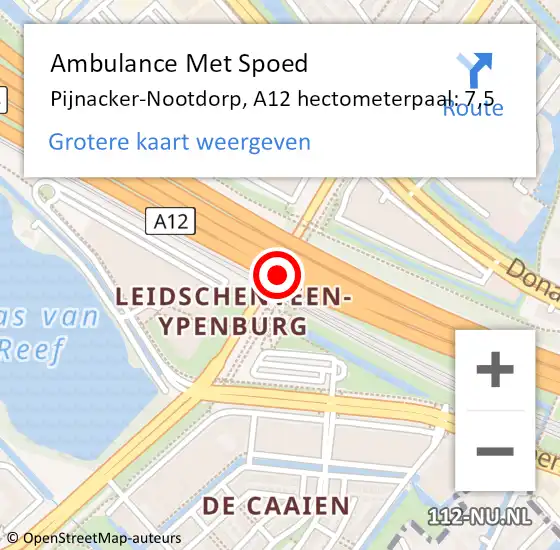 Locatie op kaart van de 112 melding: Ambulance Met Spoed Naar Pijnacker-Nootdorp, A12 hectometerpaal: 7,5 op 20 juli 2024 11:00