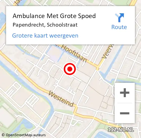 Locatie op kaart van de 112 melding: Ambulance Met Grote Spoed Naar Papendrecht, Schoolstraat op 20 juli 2024 11:02