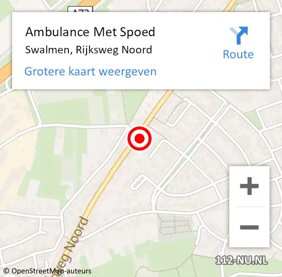 Locatie op kaart van de 112 melding: Ambulance Met Spoed Naar Swalmen, Rijksweg Noord op 20 juli 2024 11:12