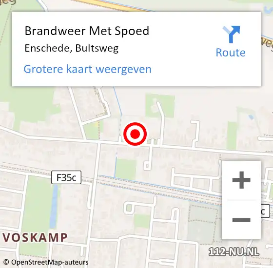 Locatie op kaart van de 112 melding: Brandweer Met Spoed Naar Enschede, Bultsweg op 20 juli 2024 11:14