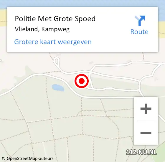 Locatie op kaart van de 112 melding: Politie Met Grote Spoed Naar Vlieland, Kampweg op 20 juli 2024 11:28