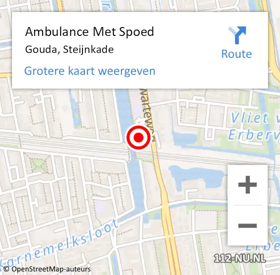 Locatie op kaart van de 112 melding: Ambulance Met Spoed Naar Gouda, Steijnkade op 20 juli 2024 11:35