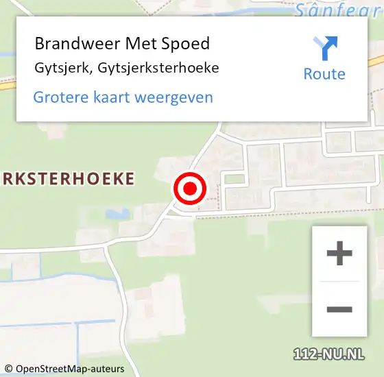 Locatie op kaart van de 112 melding: Brandweer Met Spoed Naar Gytsjerk, Gytsjerksterhoeke op 20 juli 2024 11:39