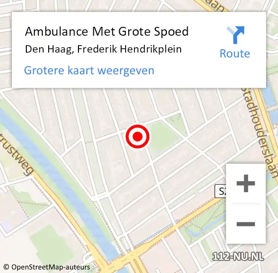 Locatie op kaart van de 112 melding: Ambulance Met Grote Spoed Naar Den Haag, Frederik Hendrikplein op 20 juli 2024 11:46