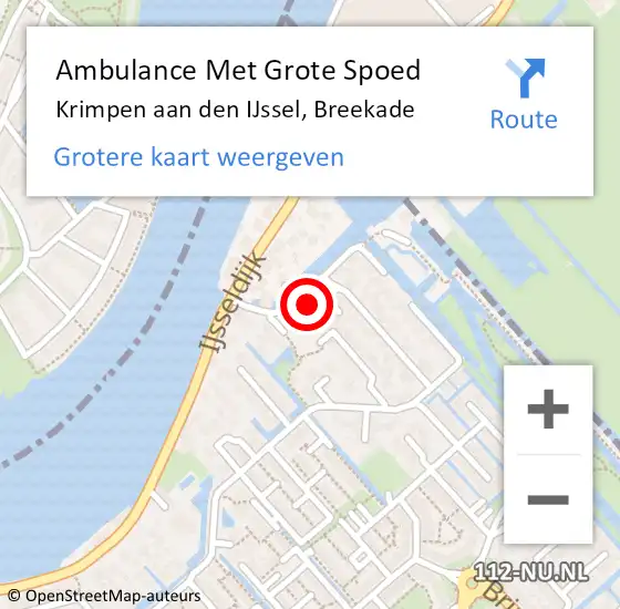 Locatie op kaart van de 112 melding: Ambulance Met Grote Spoed Naar Krimpen aan den IJssel, Breekade op 20 juli 2024 11:49