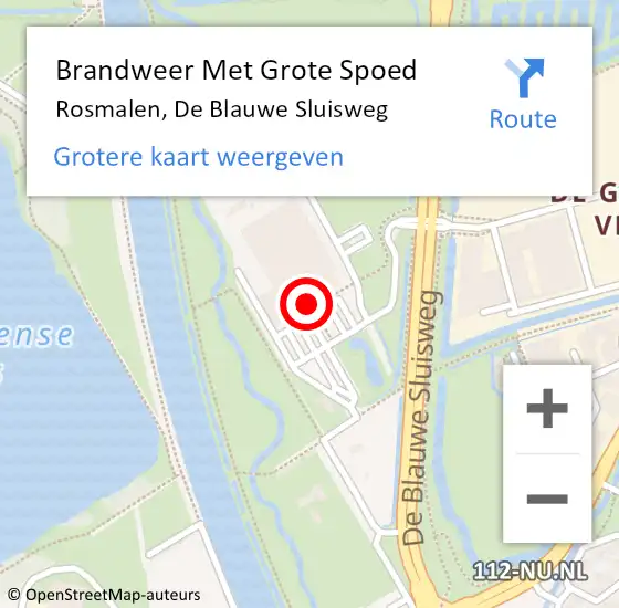 Locatie op kaart van de 112 melding: Brandweer Met Grote Spoed Naar Rosmalen, De Blauwe Sluisweg op 20 juli 2024 11:51