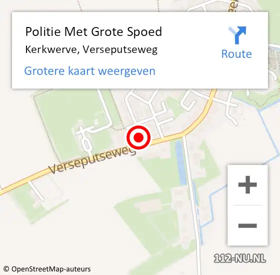 Locatie op kaart van de 112 melding: Politie Met Grote Spoed Naar Kerkwerve, Verseputseweg op 20 juli 2024 11:54